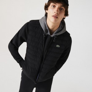 Abrigos Lacoste Lightweight Foldable Water-Resistant Puffer Hombre Negros | HQ2-76617O7