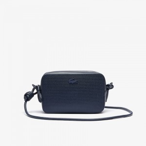 Bolsa de Hombro Lacoste Chantaco Matte Piqué Leather Hombre Azul Marino Azules | XQ4-24042F8