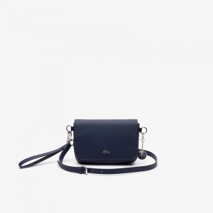 Bolsa de Hombro Lacoste Daily Classic Coated Piqué Canvas Flap Mujer Azul Marino | FN8-44974R1