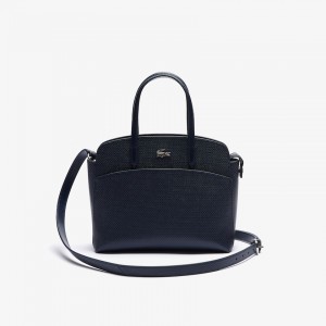 Bolsa de Mano Lacoste Chantaco Piqué Leather Mujer Azul Marino Azules | CH2-30453S6