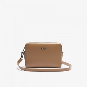 Bolsas Lacoste Chantaco Detachable-Strap Premium Piqué Leather Bag Mujer Kaki | XN0-98439I7