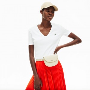 Bolsas Lacoste Chantaco Leather Belt Bag Mujer Amarillos Claro | TK1-51325E2