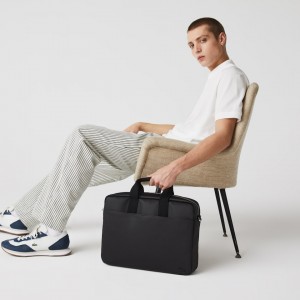 Bolsas Lacoste Hombre Negros Classic Petit Piqué Computer Bag SA6-30093N6