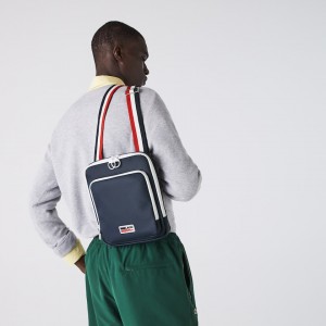 Bolsas Lacoste Hombre Azul Marino Azules Blancos Rojos Classic Tricolour Shoulder Strap And Badge Crossbody Bag DG7-23032N6
