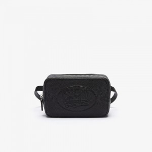 Bolsas Lacoste Croco Crew Embossed Logo Grained Leather Belt Bag Mujer Negros | GS3-14061V7