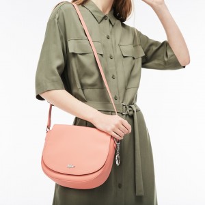 Bolsas Lacoste Daily Classic Coated Piqué Canvas Round Crossover Bag Mujer Rosas | MI2-56185H9