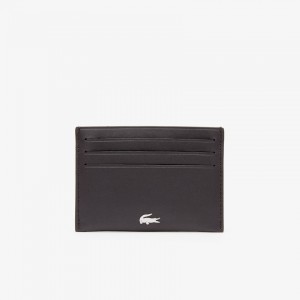 Bolsas Lacoste Fitzgerald credit card holder in leather Hombre Marrom Oscuro | PZ5-21092D8