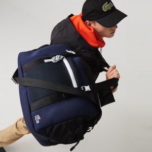 Bolsas Lacoste Hombre Azul Marino Azules Negros Motion Ultra-Light Zippered Gym Bag RE9-75317W5