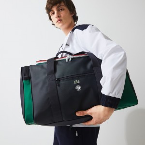 Bolsas Lacoste Hombre Azul Marino Verdes Roland Garros Two-Tone Nylon Zippered Sports Bag OX6-29212T2