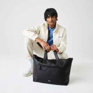 Bolsas Lacoste Hombre Negros Soft Matte Detachable-Strap Weekend Bag ST0-69506I3