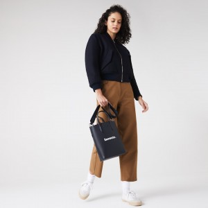 Bolso Tote Lacoste Chantaco Branded Leather Vertical Mujer Negros | LM0-22842K0