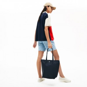 Bolso Tote Lacoste L.12.12 Concept Vertical Zip Mujer Azul Marino Azules | NX7-51095R8