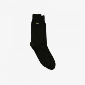 Calcetines Lacoste Embroidered Crocodile Cotton Blend Hombre Negros | XV4-40284N9