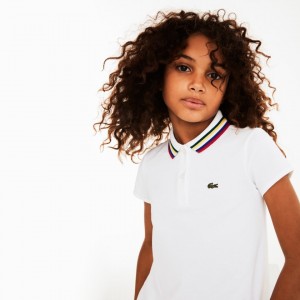 Camisa Polo Lacoste Niños Blancos A-Line Cotton Piqué ID4-08270L5