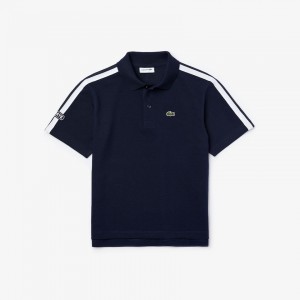 Camisa Polo Lacoste Niños Azul Marino Azules Blancos Badge Cotton Piqué WW7-17471N6