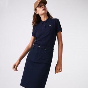 Camisa Polo Lacoste Classic Fit Soft Cotton Petit Piqué Mujer Azul Marino Azules | XD6-02300Q1