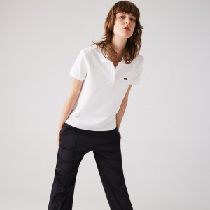 Camisa Polo Lacoste Classic Fit Soft Cotton Petit Piqué Mujer Blancos | EF3-02580T4