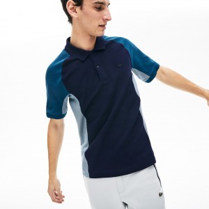 Camisa Polo Lacoste Colorblock Piqué Hombre Azul Marino Azules Grises Azul Marino Azules | BE3-81208J6