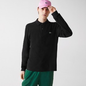 Camisa Polo Lacoste Long-Sleeve Classic Fit L.12.12 Hombre Negros | EJ7-56195U5