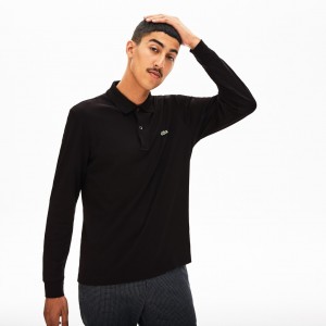 Camisa Polo Lacoste Regular Fit Cotton Hombre Negros | WB2-95349D9