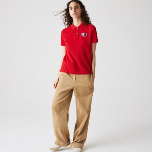 Camisa Polo Lacoste Regular Fit Cotton Piqué Mujer Rojos | LQ6-39843W0