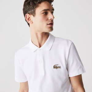 Camisa Polo Lacoste Regular Fit Cotton Piqué Hombre Blancos | JM4-60496O6