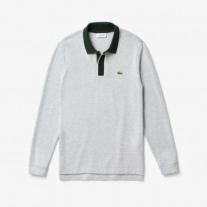 Camisa Polo Lacoste Regular Fit Cotton Piqué Hombre Grises Blancos Verdes | SL1-37943H6