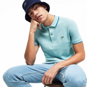 Camisa Polo Lacoste Regular Fit Piqué Hombre Azules | UU7-35913C5