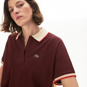 Camisa Polo Lacoste Relaxed Fit Cotton Mujer Rojos Oscuro Beige Rojos | SS8-86108Z4
