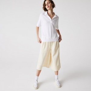 Camisa Polo Lacoste Relaxed Piqué Mujer Blancos | HI3-25902U9