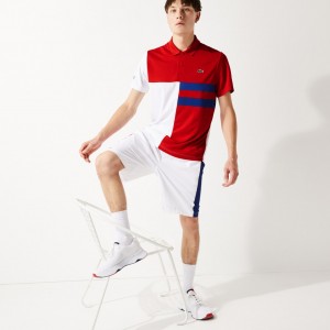 Camisa Polo Lacoste SPORT Colorblock Breathable Piqué Tennis Hombre Kaki Verdes Azul Marino Azules | PK6-23762G7