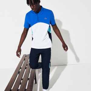 Camisa Polo Lacoste SPORT Colorblock Performance Hombre Azules Blancos Azul Marino Azules Turquesa | BK2-46674P8