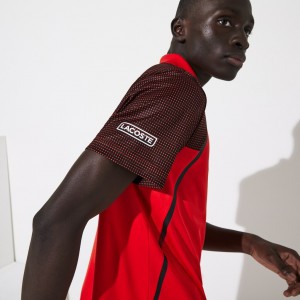 Camisa Polo Lacoste SPORT Mesh Sleeved Breathable Tennis Hombre Rojos Blancos Negros | YQ0-61716Z2