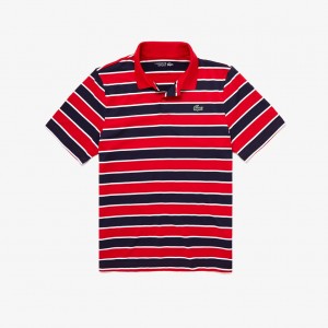 Camisa Polo Lacoste SPORT Striped Breathable Golf Hombre Azul Marino Azules Morados | IQ6-82828W6