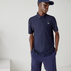 Camisa Polo Lacoste SPORT Textured Breathable Golf Hombre Azul Marino Azules | RG3-85588M6