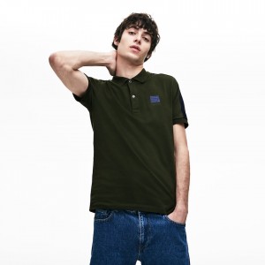 Camisa Polo Lacoste Slim Fit Cotton Mini Piqué Hombre Kaki Verdes Azul Marino Azules | SY3-17951O9