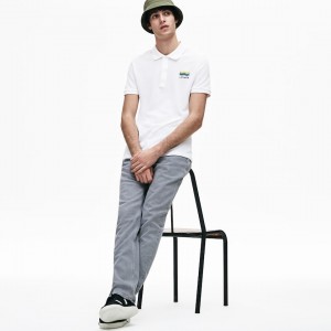 Camisa Polo Lacoste Slim Fit Cotton Petit Piqué Hombre Blancos | FX6-73607Y2