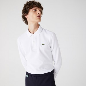 Camisa Polo Lacoste Slim Fit Petit Piqué Hombre Blancos | TL4-72267Q7