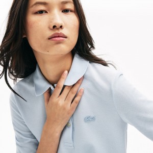 Camisa Polo Lacoste Slim Fit Supple Cotton Mujer Azules Claro | OG8-87658M7