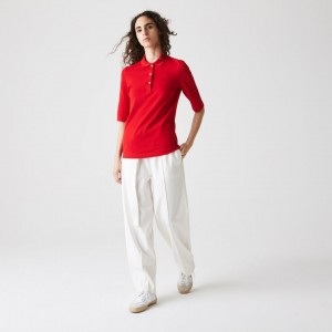 Camisa Polo Lacoste Slim Fit Supple Cotton Mujer Rojos | SX6-29212S4