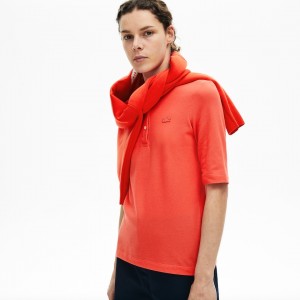 Camisa Polo Lacoste Slim Fit Supple Cotton Mujer Rojos | FU9-28592T5