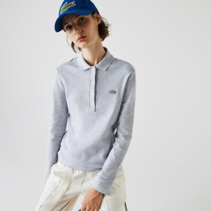 Camisa Polo Lacoste Slim Stretch Piqué Mujer Grises | CA6-13281B3