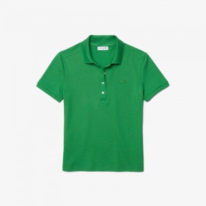 Camisa Polo Lacoste Stretch Cotton Piqué Mujer Verdes | IY7-17181G1