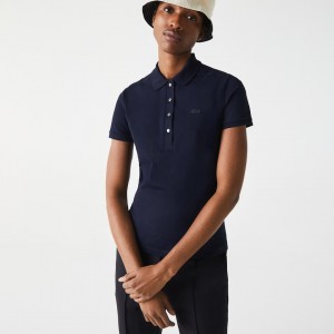 Camisa Polo Lacoste Stretch Cotton Piqué Mujer Azul Marino Azules | GC4-51905A5