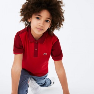 Camisa Polo Lacoste Niños Rojos Rojos Oscuro Two-Tone Cotton Piqué MF8-60266L8