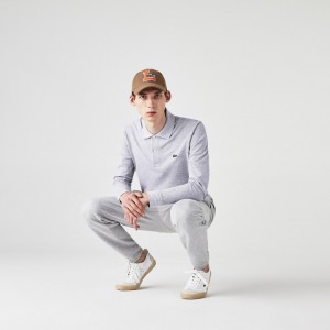 Camisa Polo Lacoste classic fit long-sleeve in marl petit piqué Hombre Grises | MK7-64626E7
