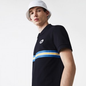Camisas Lacoste Heritage Regular Fit Badge Cotton Piqué Polo Hombre Azul Marino Azules | LJ3-55605I7