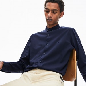 Camisas Lacoste Hombre Azul Marino Azules Motion Breathable Stretch Cotton CW8-34403E2