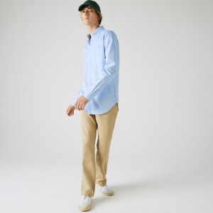 Camisas Lacoste Hombre Azules Claro Regular Fit Cotton Mini Piqué TK0-62546A7
