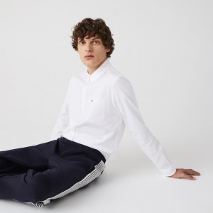 Camisas Lacoste Hombre Blancos Regular Fit Cotton Oxford ZK6-56255G1